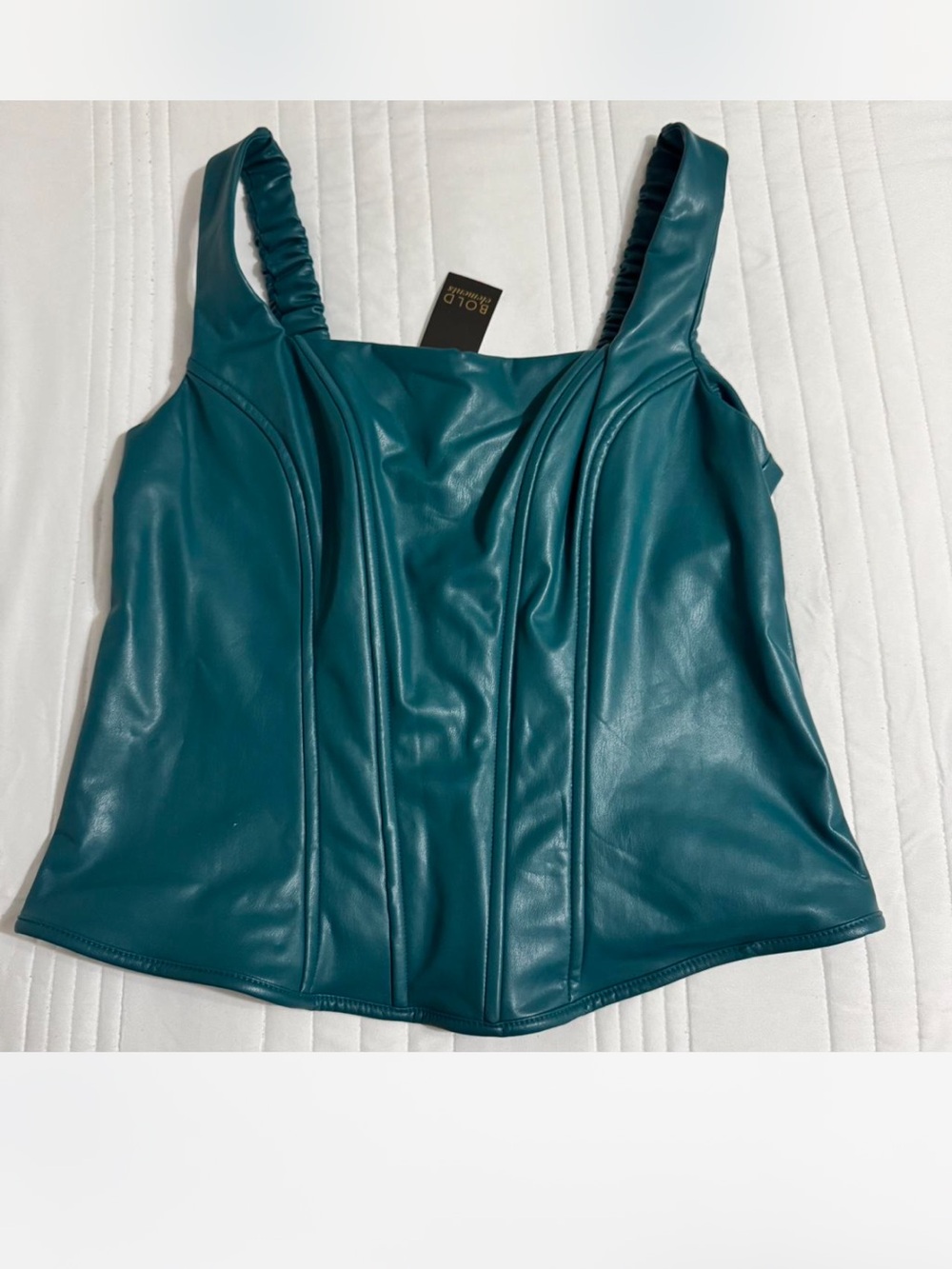 BOLD elements Teal Faux Leather Corset Camisole